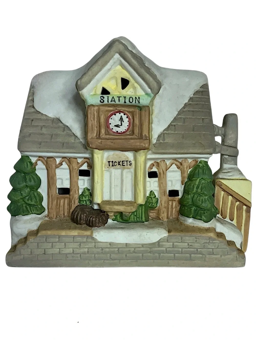 Train Station Vintage Christmas Village Porcelain House Holiday Ticket Building